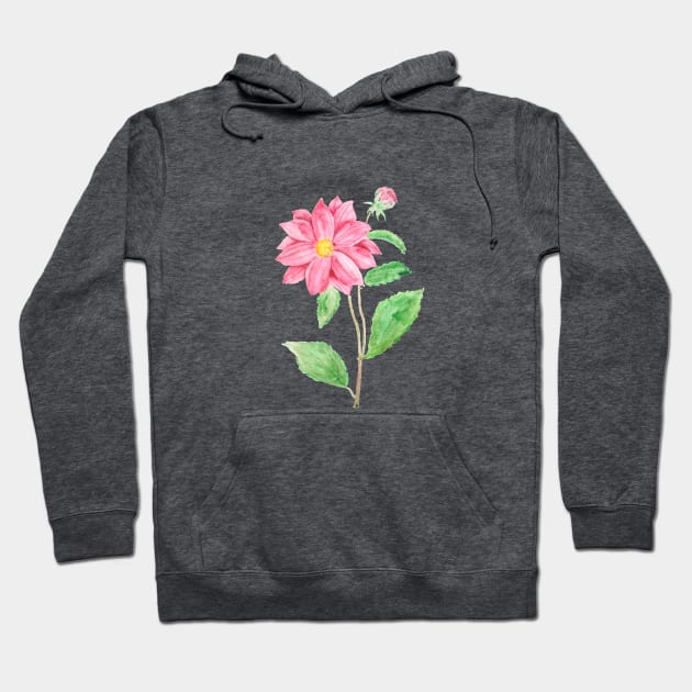 one red Dahlia flower watercolor painting Hoodie by colorandcolor